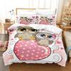 Cartoon Owl Bedding Sets Soft Bed Cover Comforter Duvet Cover Pillow Case 2-3 Pieces Sets Teenagers Children's Gifts Room Decor