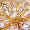 Intricate Flower Design Ring Women Shiny Cubic Zirconia Shape Finger