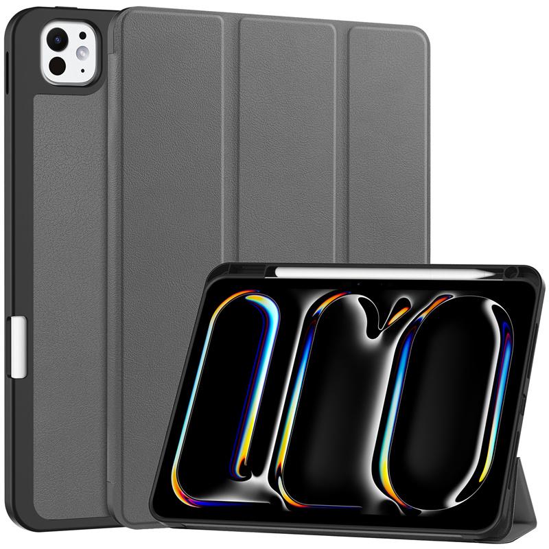 For iPad Pro 2024 Case 11 Inch 5th Gen Tri-fold Leather Painted Stand Smart Case For Funda iPad Pro 11 2024 Case with Pen Holder