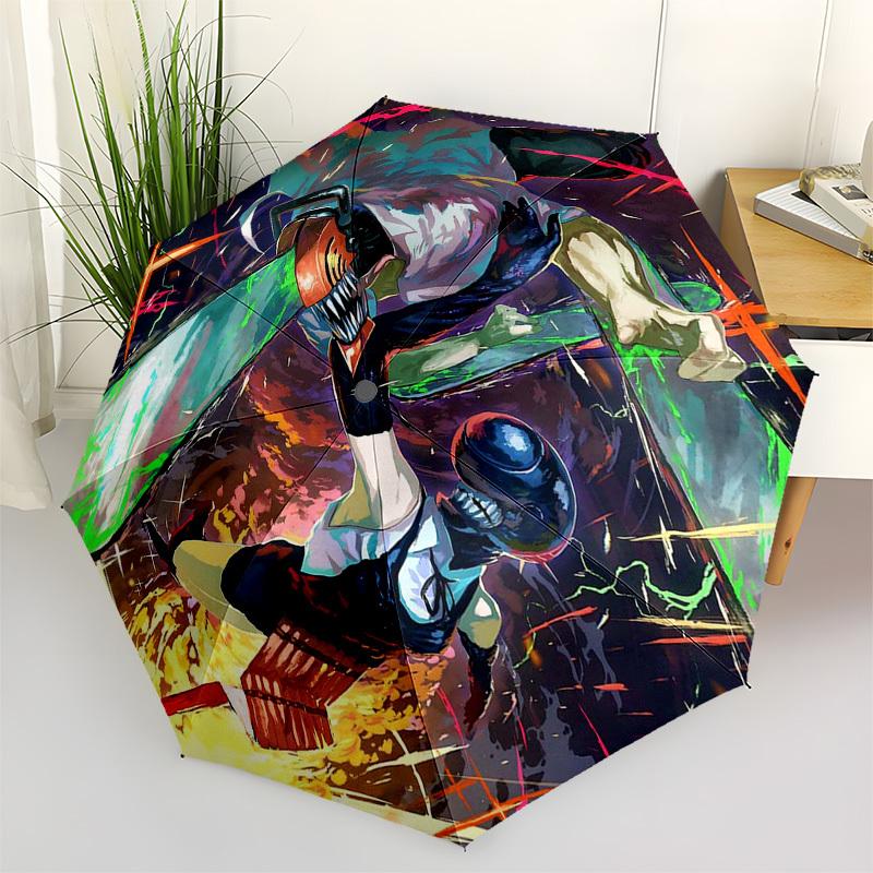 

1pc Outdoor Umbrella with Anime Character Design - Automatic Opening/Closing, Portable 3-Fold Design, 8-Rib Iron Frame, Perfect Gift for Fans, Tr