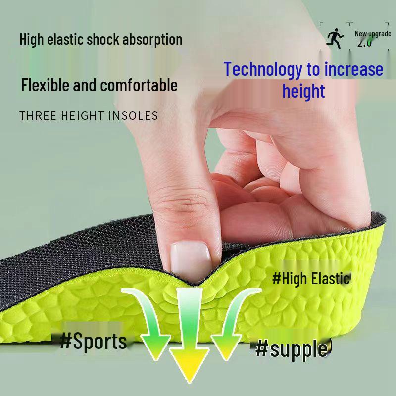 Unisex Height-Boosting Insoles: Sweat-Absorbing, Odor-Proof, Shock-Absorbing, Invisible Comfort for Sports