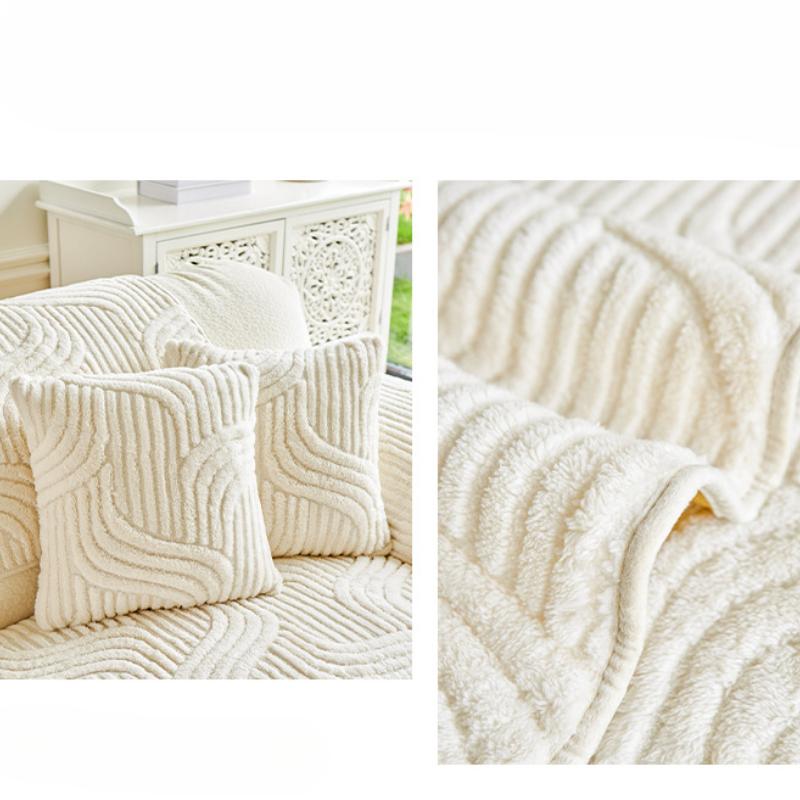 Winter Einfarbig Sofabezug Dick Rutschfest Dreidimensional Plüsch Sofa Handtuch Heimdekoration Sofa Rückenlehne Armlehne Bezug Tuch Couchkissen