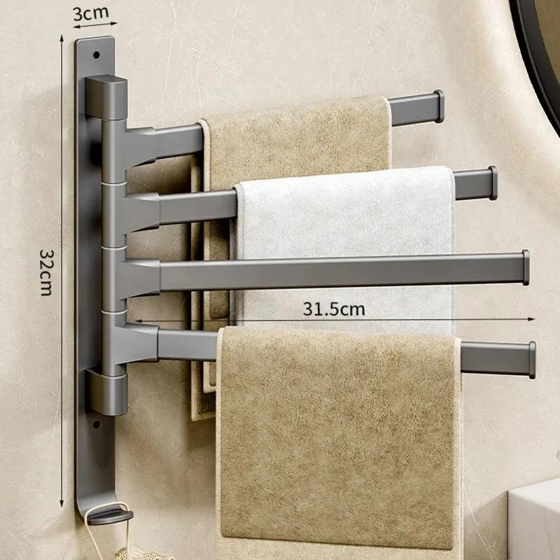 Multifunctional Rotatable 180°  Towel Holder Space Aluminum Shower Room Towel Hanger Storage Organizer For Bathroom Accessories
