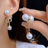 Elegant Pearl and Cubic Zirconia Stud Earrings: Versatile Two-Way Style for a Chic and Fashionable Look
