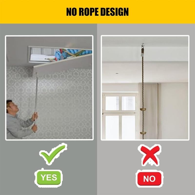   Modern Attic Stair Pull Down Mechanism With Triple Stage Length Adjustment And Reinforced Bronze Hardware