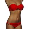 Trendy European & American Sexy Split Solid Color Bikini with Double Ring Accent