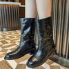 Cowhide version~ retro leather Martin boots for women, autumn and winter high-end wide tube thick heel medium tube western knight short boots