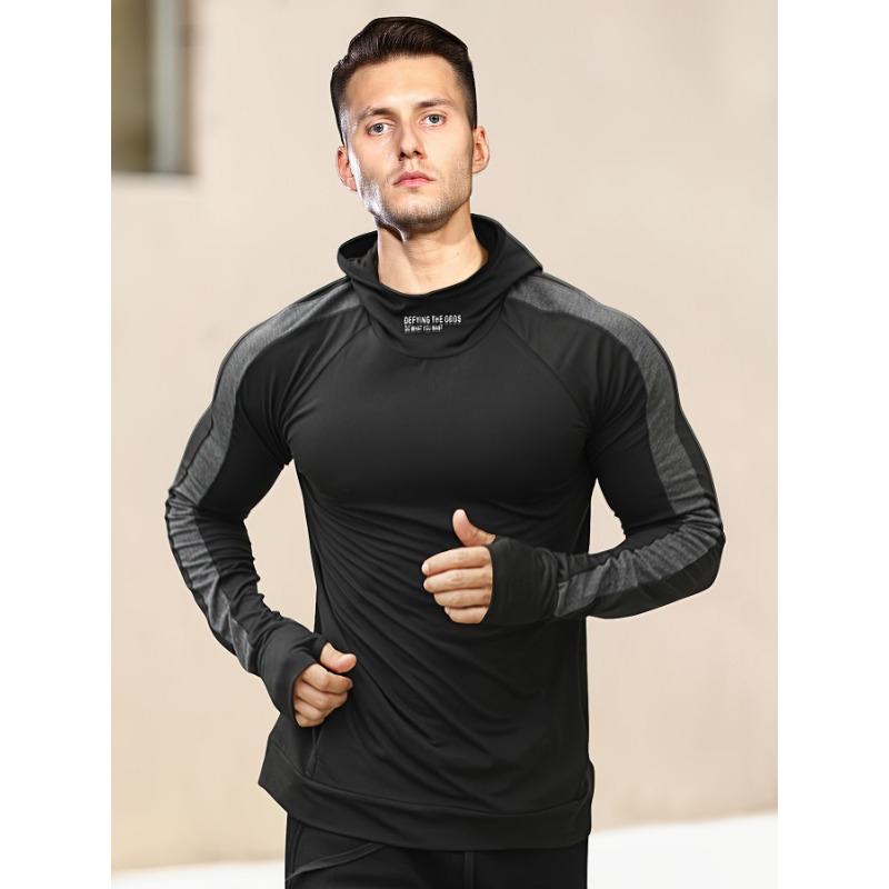 Men s Performance Training Hoodie Raglan Sleeve Athletic T Shirt for Gym Running S