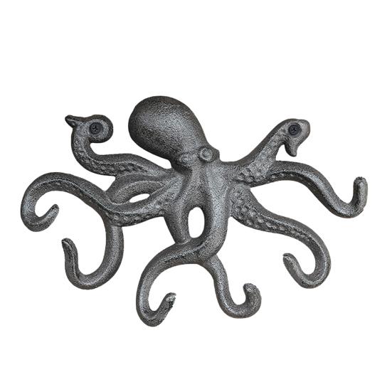 Gancho Decorativo para Abrigos de Pulpo de Hierro Fundido, Colgador de Metal Rústico para Ropa en Pared, Portarrollos para Toallas de Mano Náutico para Dormitorio Baño Cocina
