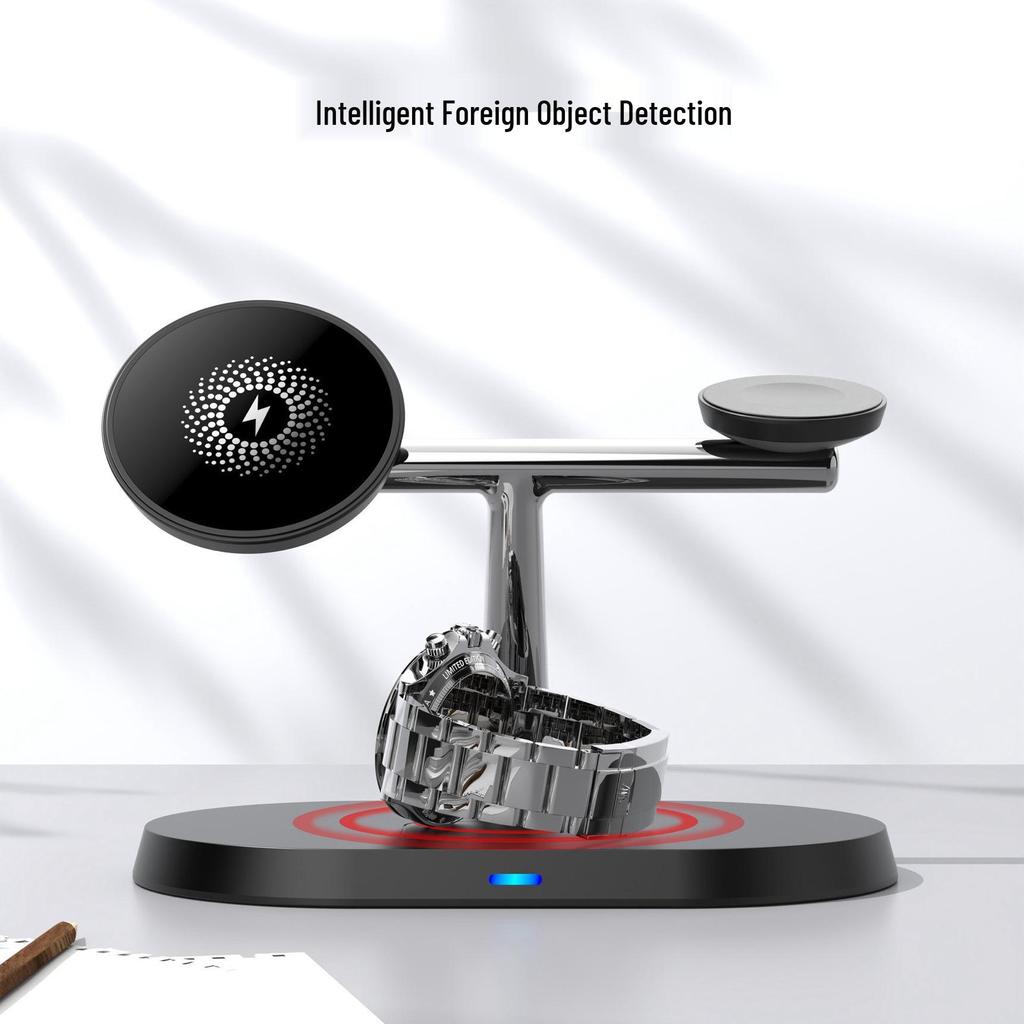 3-in-1 Wireless Charger for Apple & Huawei Phones, Magnetic Earphone & Watch Charging
