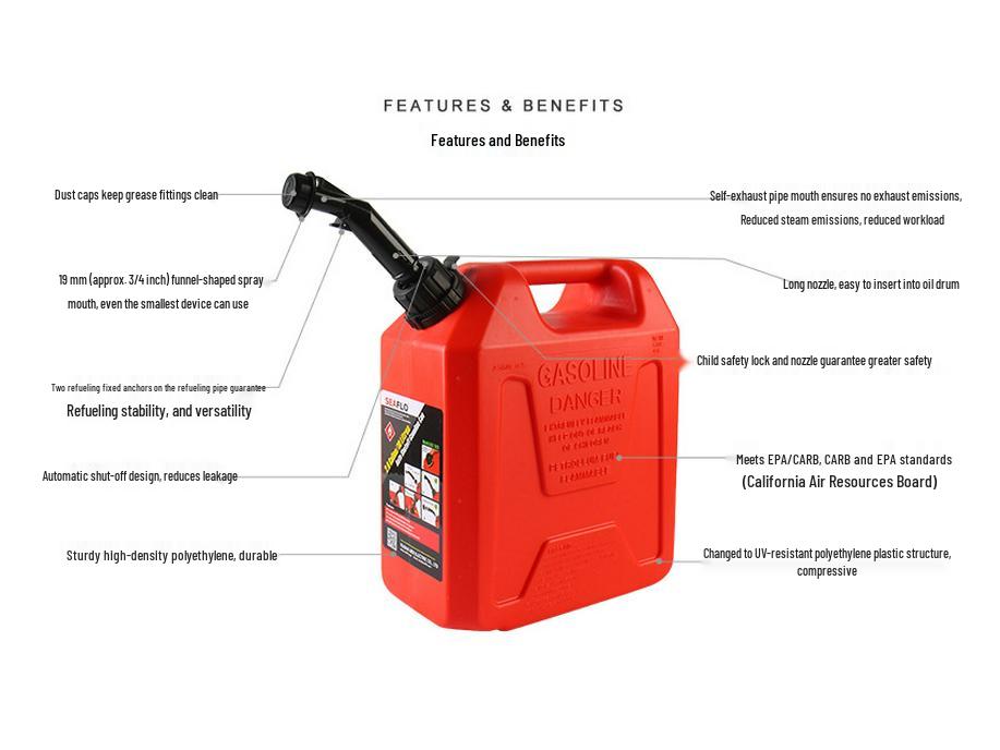 SEAFLO Self-Venting Anti-Static Explosion-Proof Gasoline & Portable Alcohol Can, Self-Closing & Non-Leaking