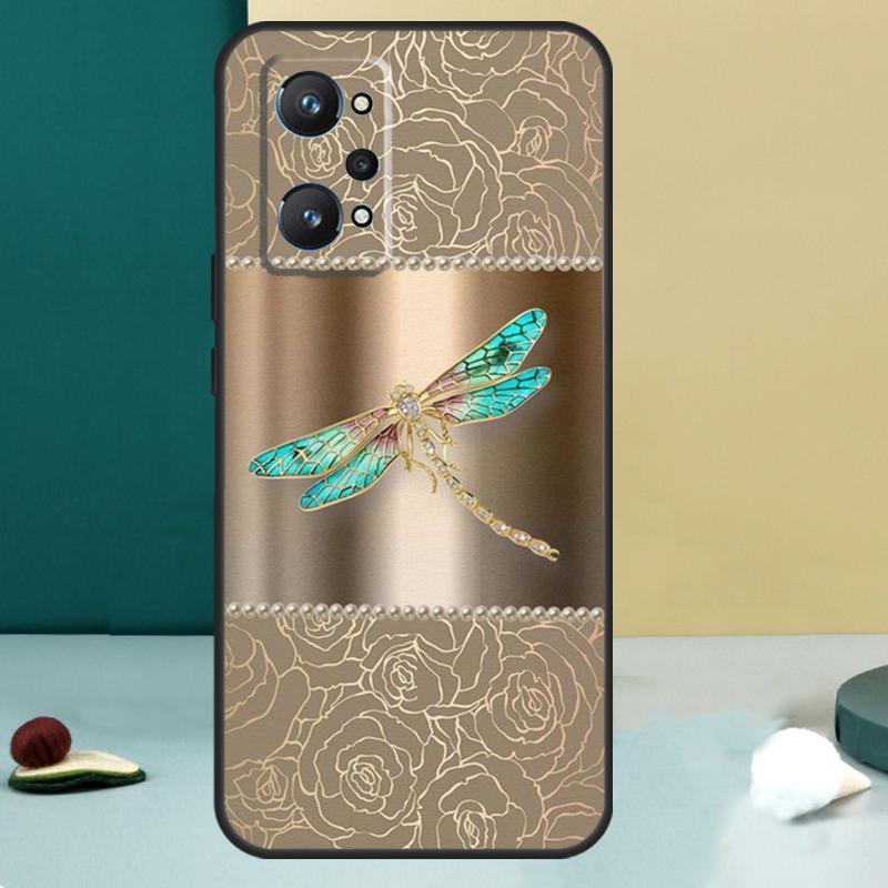 Floral Colorful Dragonfly For Realme 11 10 12 13 14 Pro Plus GT 7 6 5 Pro GT 6T C67 C61 C53 C51 C21Y C25S C75 C55 Case