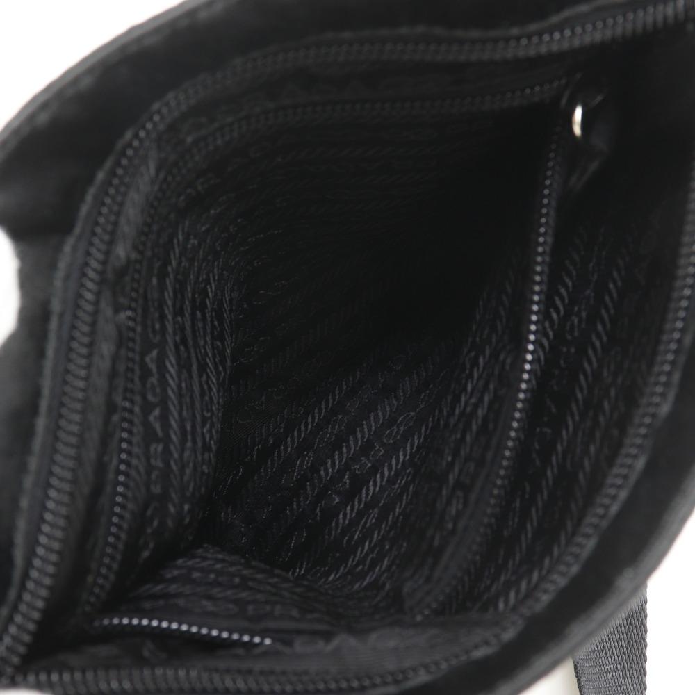 PRADA Pochette Shoulder Bag B7879 NERO black Satin Women Used