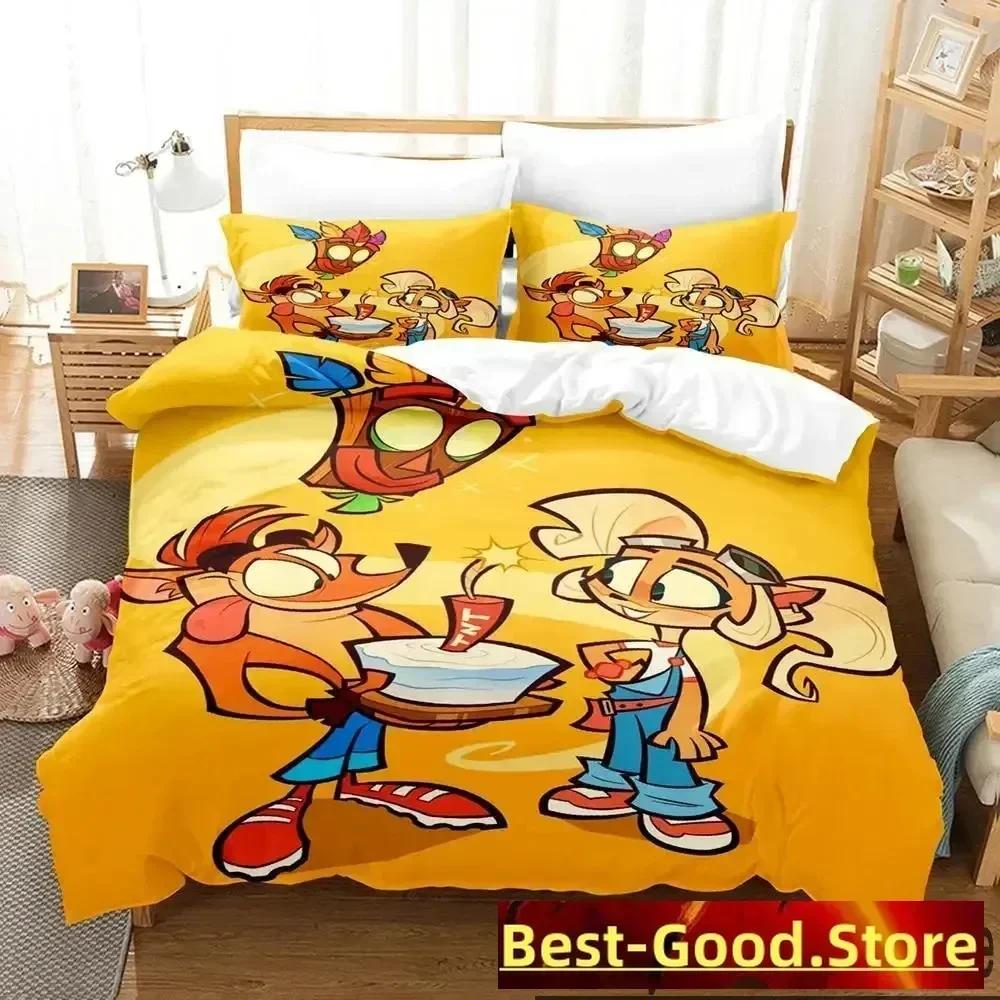 3D Print Crash Bandicoot Game Bedding Set Duvet Cover Sheet Printed Bed Set Pillowcase Full Queen King Size Comforter Bedroom