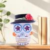 Day of The Dead Floral Skull Statue Colorful Flower Patterned Human Head Bone Model Resin Sugar Skull Figurine for Halloween Home Tabletop Decor