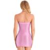 Women's Glossy Sheer Strapless Mini Dress Bodycon Sleeveless Tube Night Club Short Dress