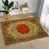 Christmas Poinsettia Floral Area Rugs Non-Slip Washable Carpet for Bedroom Living Room Rug Holiday Decor Floor Mat