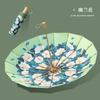 16-Rib Manual Opening Umbrella with Wooden Handle, Vintage Style, Black Coating for Sun Protection, One Piece