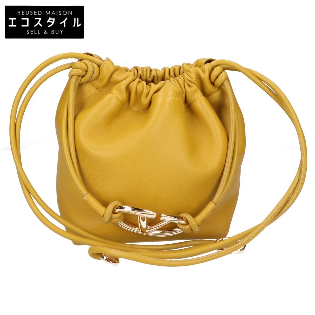 

VALENTINO 4W0P0AC3ZFJ Lamb Leather Logo Hardware Pouf Mini Bucket Shoulder bag Mustard/GDHardwareUsed