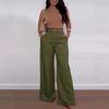 Women's Mid High Waist Belted Wide Leg Suit Pants Solid Non Stretch Formal Long Trousers With Side Pockets Spring Winter Elegant Office Bottoms