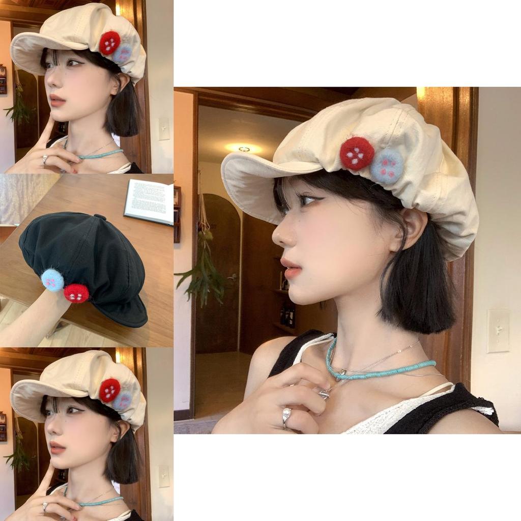 Vintage Japanese Cotton Linen Octagonal Hat For Adults With Colorful Embroidery Design