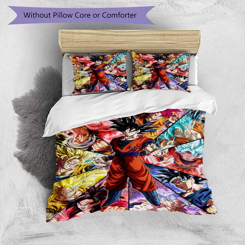 3pcs Dragon Ball3 Design Cover Set - HD Printed Bedding with 1 Cover and 2 Pillowcases - Perfect for Home and Dorm Decor