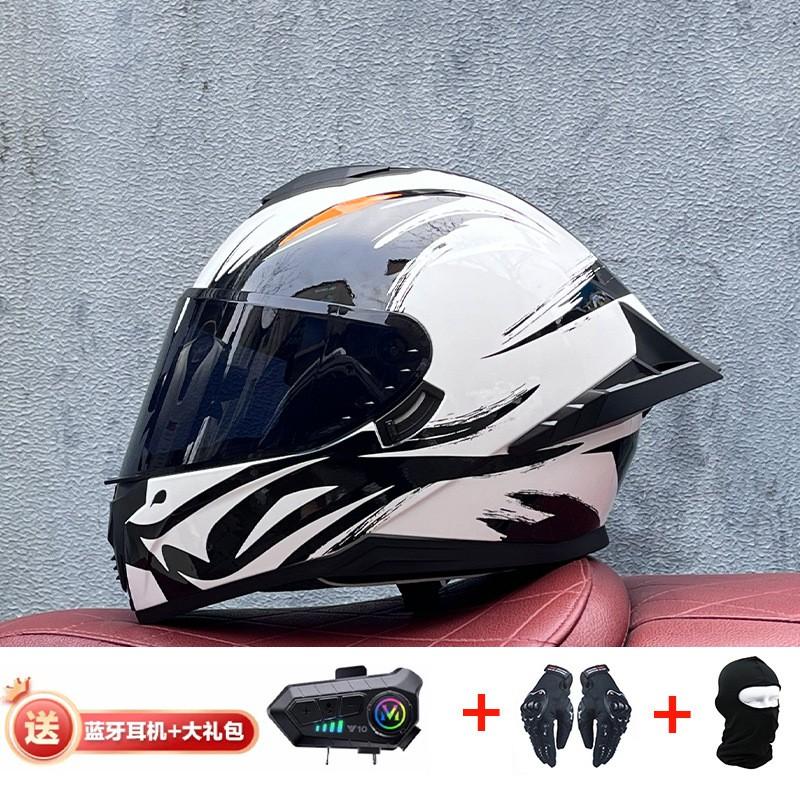 Full Face Motorcycle Helmet With External Bluetooth Module Men Women Large Rear Wing Sport Style DOT Approved