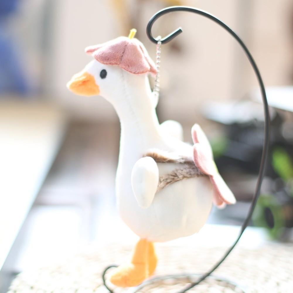 Cartoon Plush Goose Keychain Soft Big White Goose Charm Big White Goose Key Chain  Backpack Decor