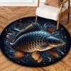 1pc Comfortable Fish Rug,Non-slip and Durable Printed Round Carpet Applicable To Office,Reading Room,Coffee Shop,Living Room and Hotel Decor