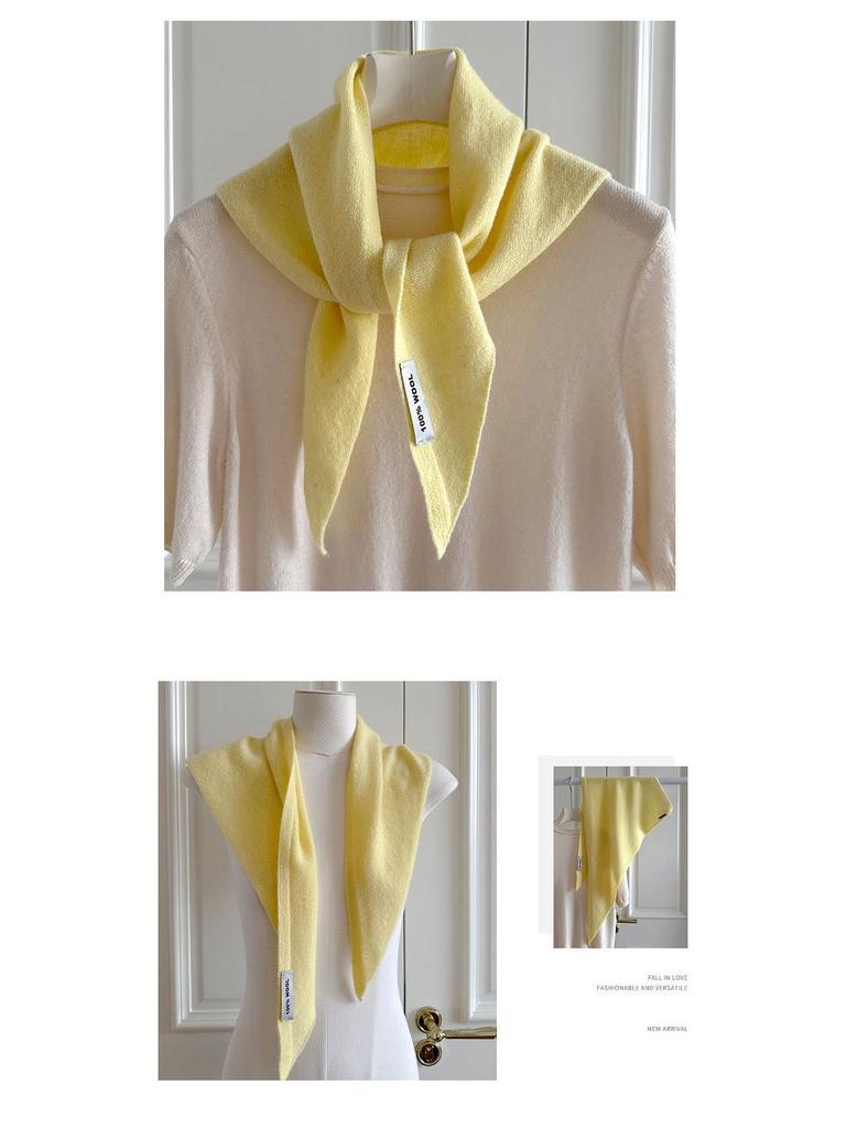 High-End Women's Triangle Scarf: 100% Australian Wool, Knitted Korean Style, Perfect for Autumn & Winter