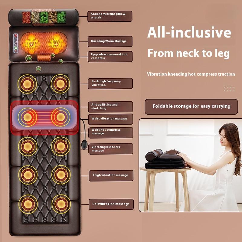 5 in 1 Electric Heating Vibration Lumbar Back Leg Neck Cervical Spine Massager Lumbar Traction Mattress Shiatsu Massage Cushion