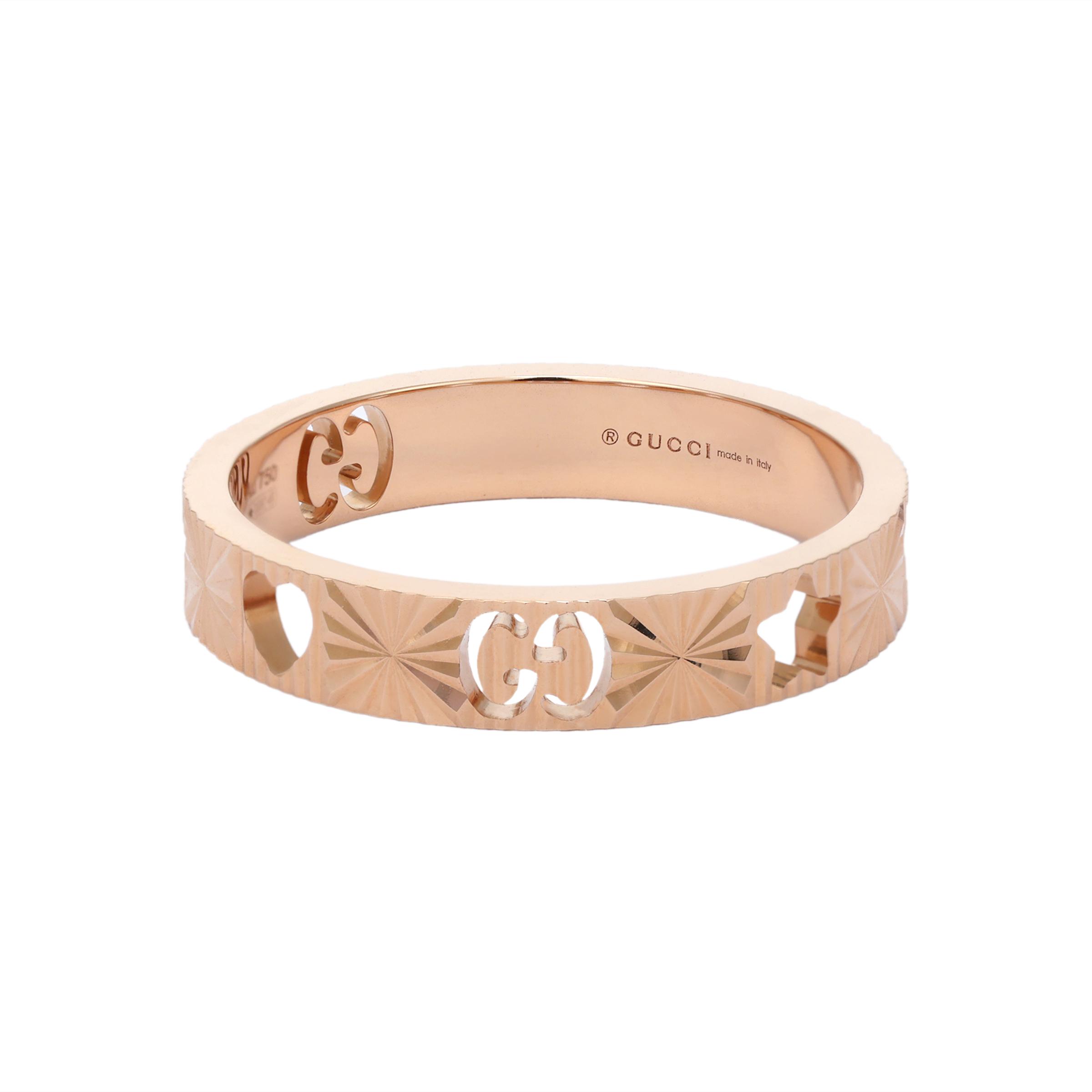 

Gucci Серія Icon Різьблений Дизайн Блискуче 18K Золоте Кільце Унісекс кільця Рожеве Золото 729460J8500 10