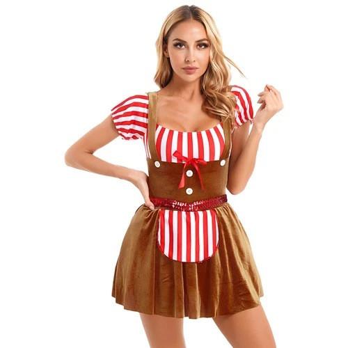 Dress Women Christmas Polyester Bright Contrasting Color Halloween Costume Stage