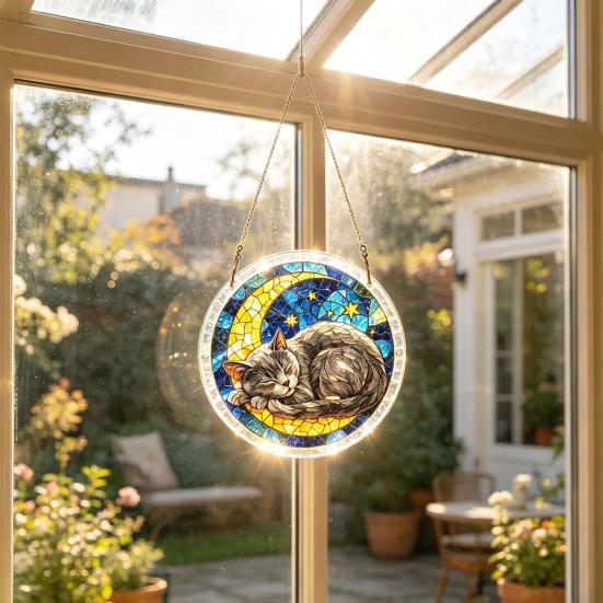 Buntglas-Stil Puzzle Sonnenfänger Acryl Fensterhänger Ornamente DIY Puzzle Kunst Sonnenfänger Set für Erwachsene