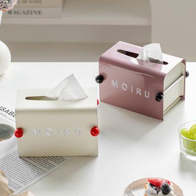 Iron Removable Tissue Box Office Crafts Seat Type Toilet Paper Dispenser Multifunctional Home Bedroom Tissue Storage Case