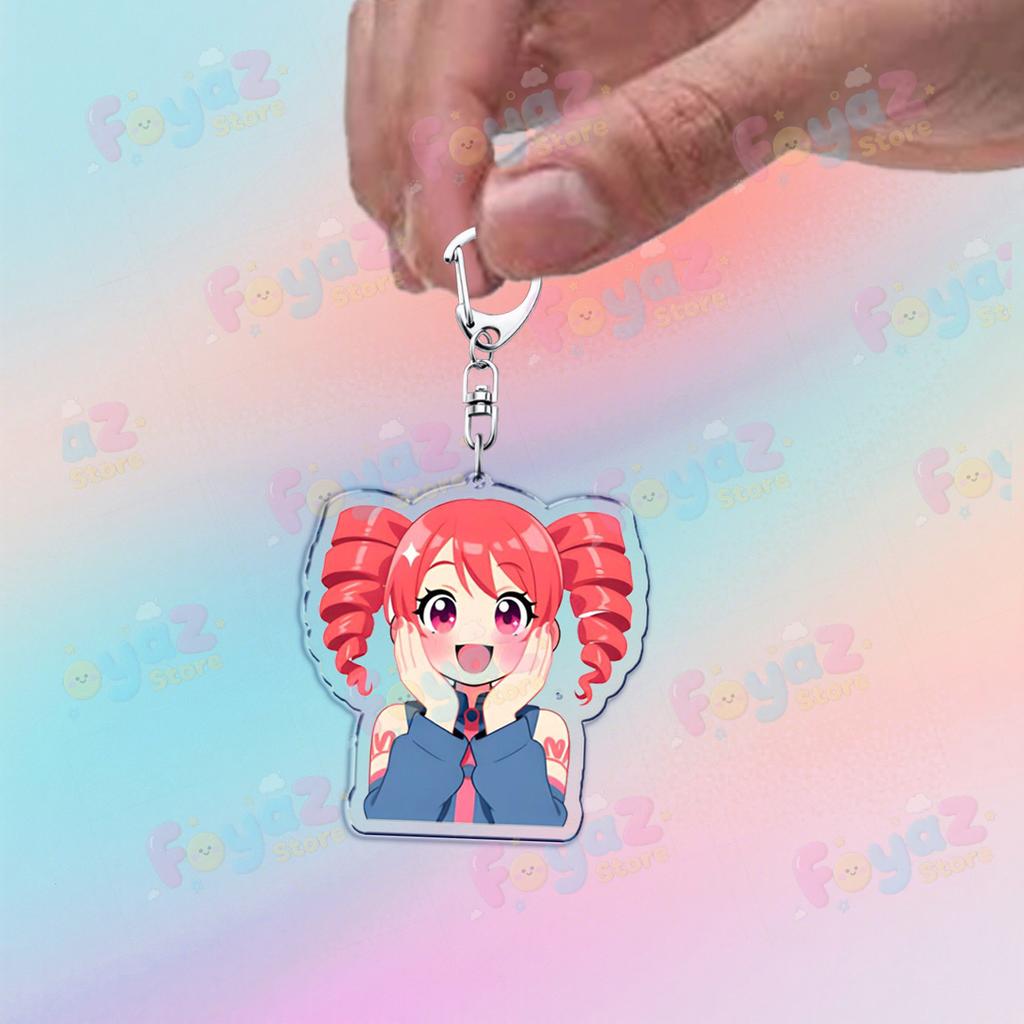 Cute Anime Girl Kasane Teto Keychain Accessories Bag Kawaii Manga Key Ring Chains Jewelry Fans Friends Birthday Gifts