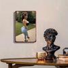 Vintage Metal Wall Art Women In Nature Scene Tin Sign for Home Bar Garage Decor