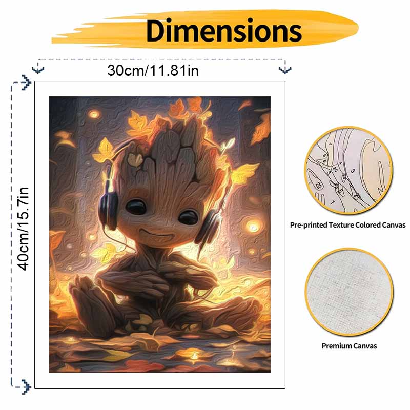Disney Oil Painting Kit Baby Groot Autumn Home Bedroom Wall Decor Handmade Gift