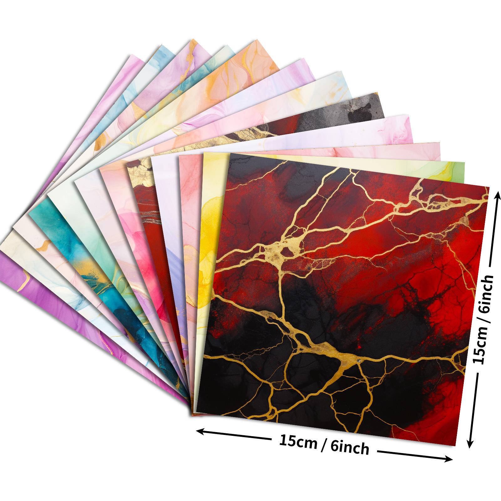 

12 упаковок красного розового мрамора позолоченная фоновая бумага для самостоятельного ручного счета вырезанная тонкая бумага для материала 15cm*15cm