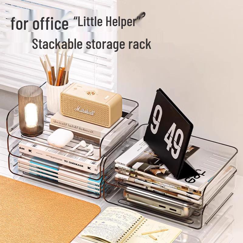 Transparent Multi-Layer A4 File Organizer: Stackable Desktop Document Rack