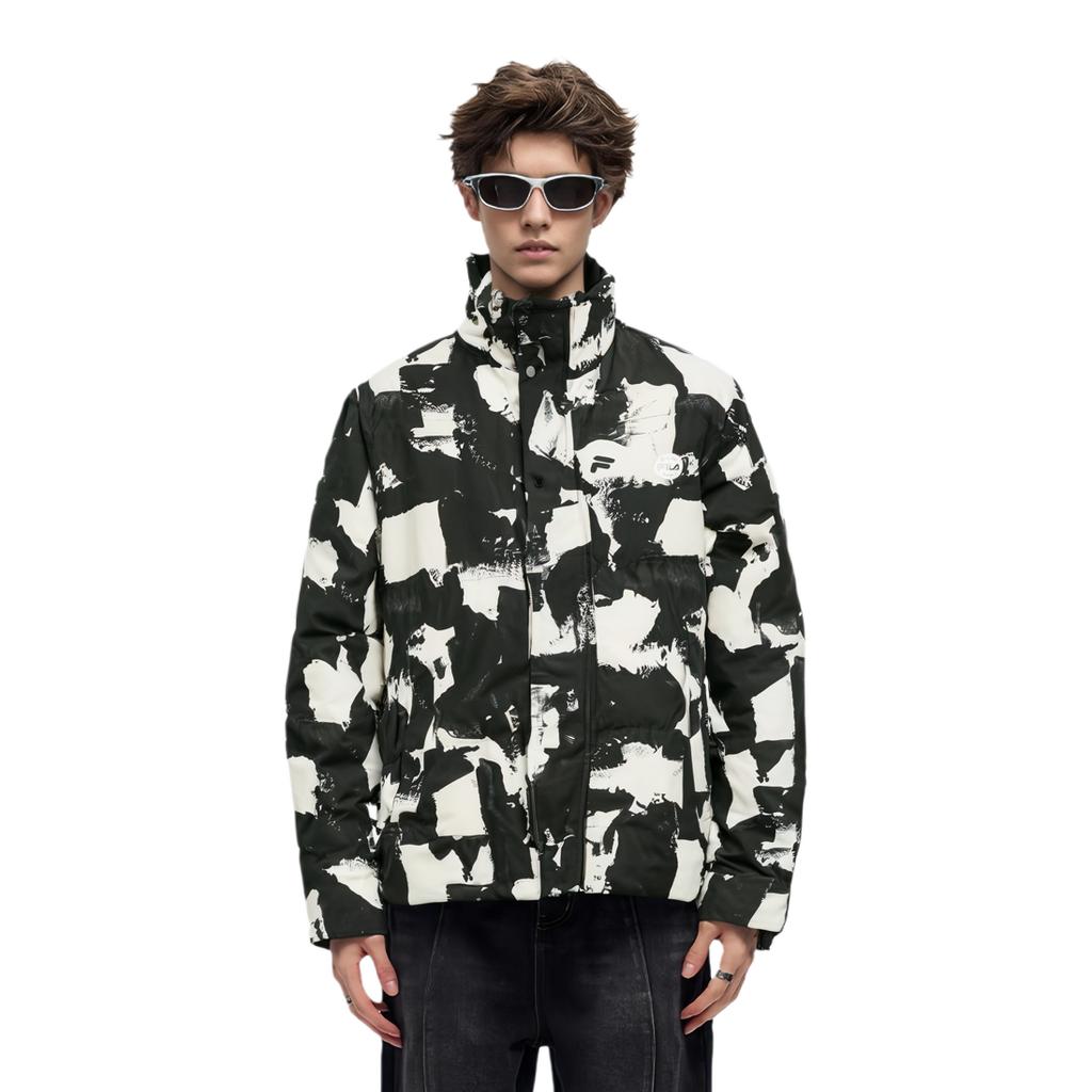 FILA X Études Collaboration All-Over Print Zipper Stand Collar Long Sleeve Down Jacket Men outerwear F11M346901F-ZA