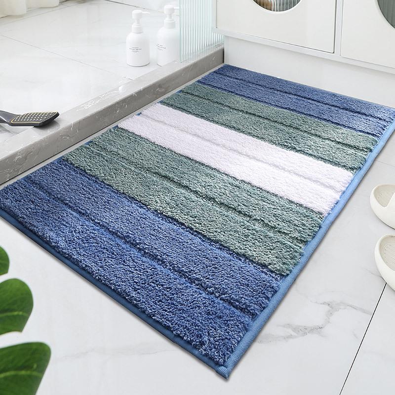 Ultra-Fine Absorbent Non-Slip Bathroom Door Mat Striped 40x60 cm синий
