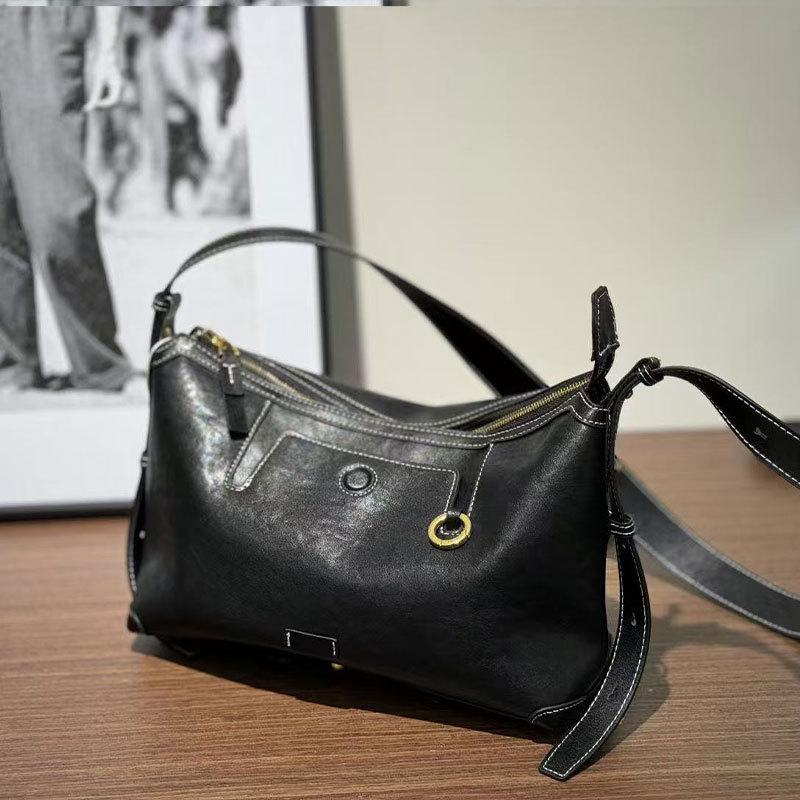 

Сумка-хобо из натуральной кожи, сумка через плечо для поездок на работу из дубленой коровьей кожи, сумка кроссбоди, сумка подмышку, модная сумка с высококлассной текстурой 2025 года 32x11x18cm