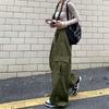 Retro High-Waisted Wide Leg Cargo Pants for Women - Street Dance Hip Hop Trousers, Straight Leg, Floor-Length