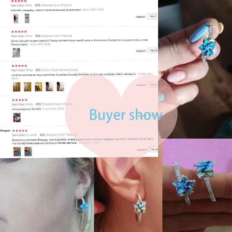HUAMI Blume Fee Süße Ohrstecker für Damen Mode Jubiläumsparty Zirkon Weihnachts Schmuck Geschenk Hochzeit Trendige Ohrringe