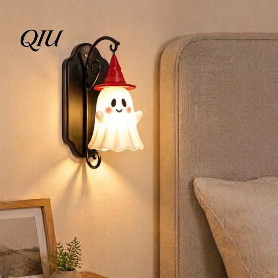 Creative Theme Party Lighting Cute Ghost Wall Light, Wizard Hat Lamp, Decorative Indoor Light Fixture Mount Lamp for Halloween Home Hallway