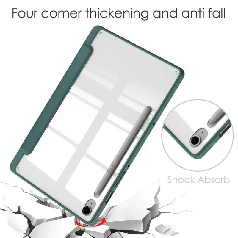Flip Leder für Samsung Galaxy Tab S9 FE+ Hülle 10,9 12,4 Zoll 2023 Klarer harter PC Weiche Rückseite für Funda Tab A9 S9 FE Plus 12 4 S9 Tablet Cover