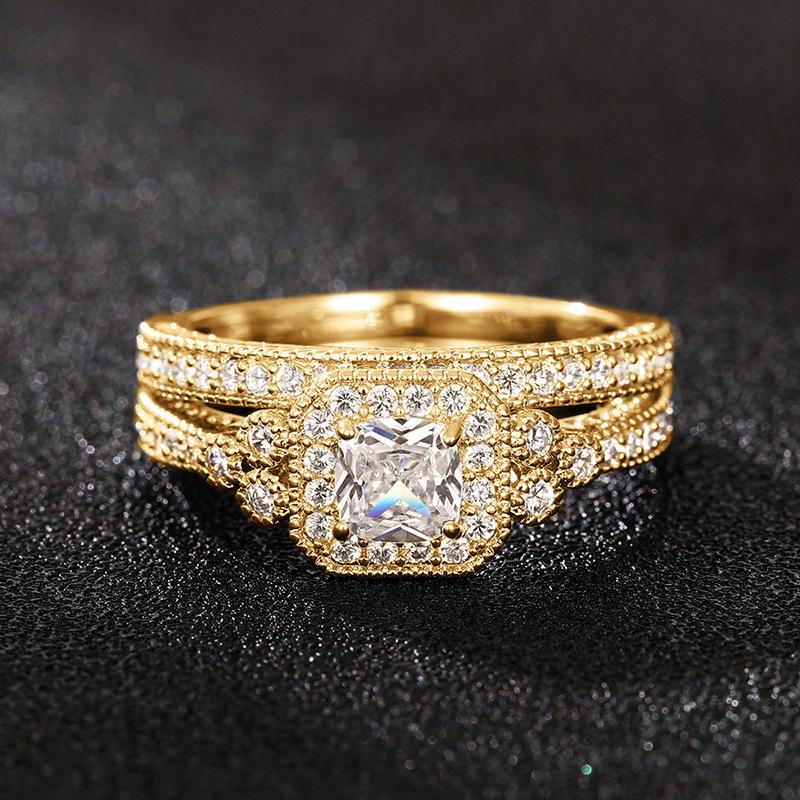Geometric Design Timeless Womens Ring With Exquisite Zircon Embellishment In Premium White Gold And Gold Finishes Ideal Any For