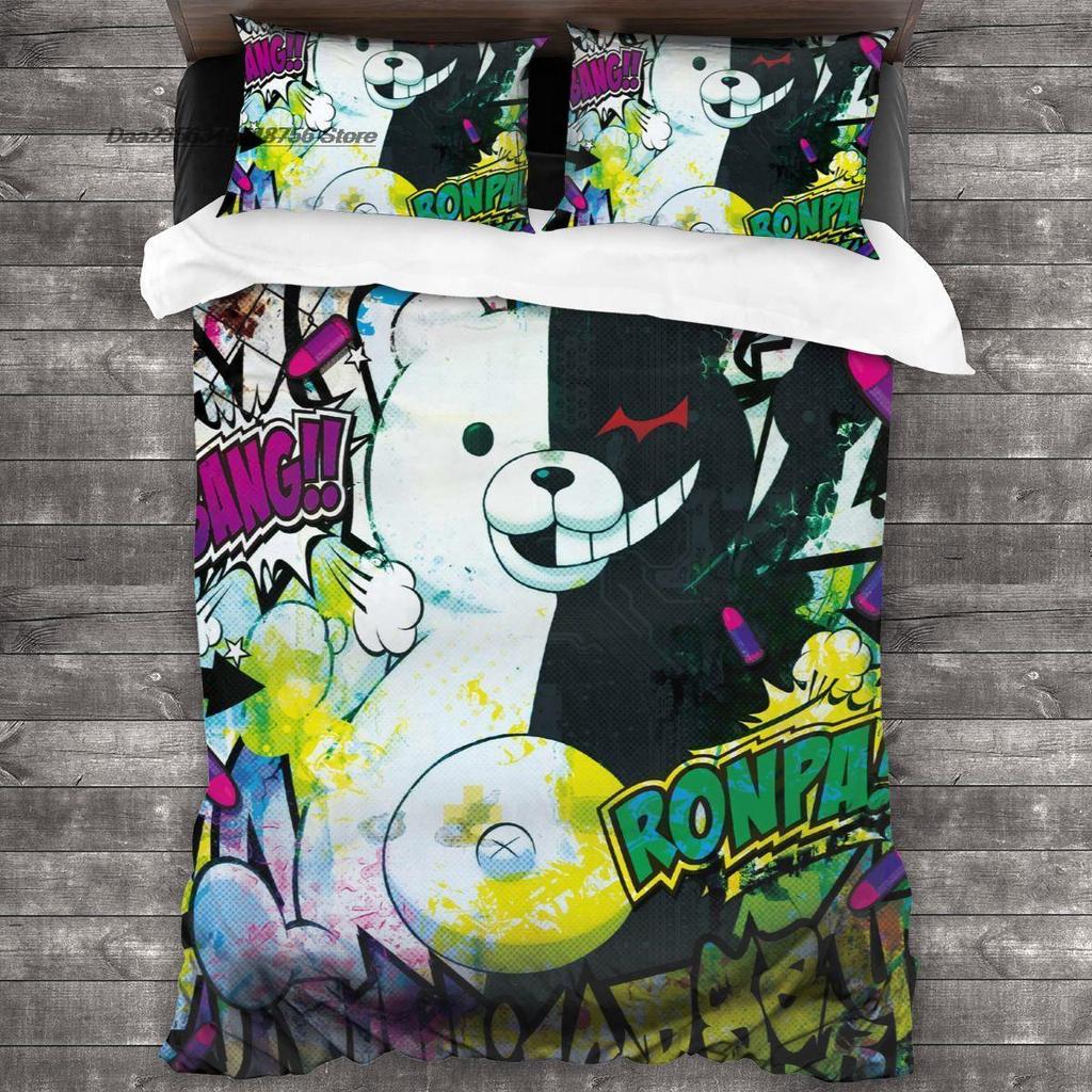 3D tisk Kreslené postavičky Danganronpa Monokuma Povlečení Jednolůžko Twin Plné Královské Velikost Postele Dospělý Dítě Ložnice Povlaky na Peřinu Sady
