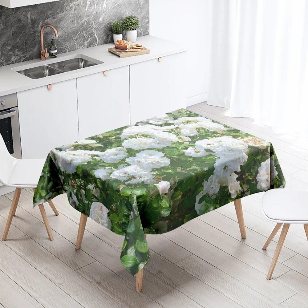 Colorful Flower Tablecloth Natural Scenery Anti-Stain Waterproof Rectangular Kitchen Dining Table Home Decoration